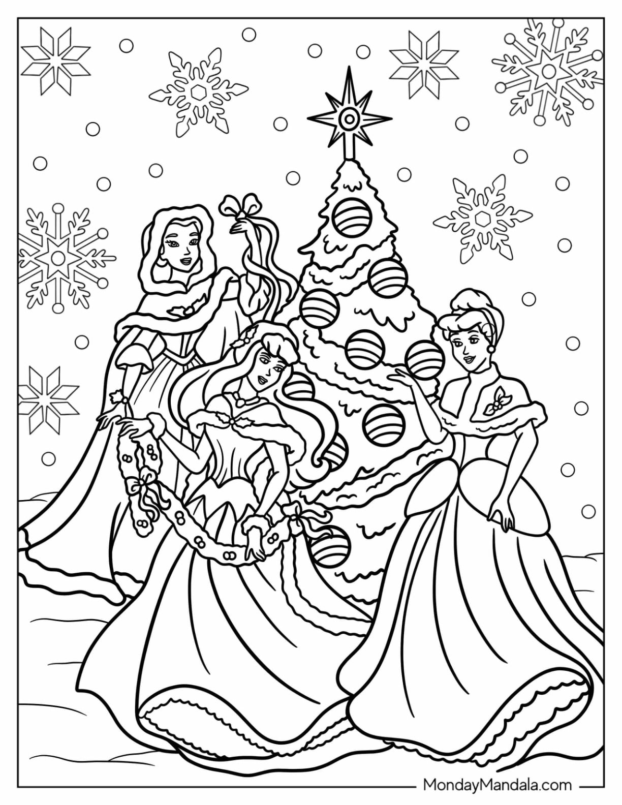 24 disney christmas coloring pages (free pdf printables)